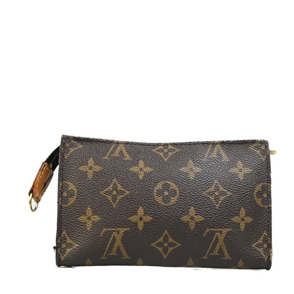 LOUIS VUITTON LV Logo Bucket PM Pouch Bag Monogram Leather Brown Gold - Picture 3 of 15